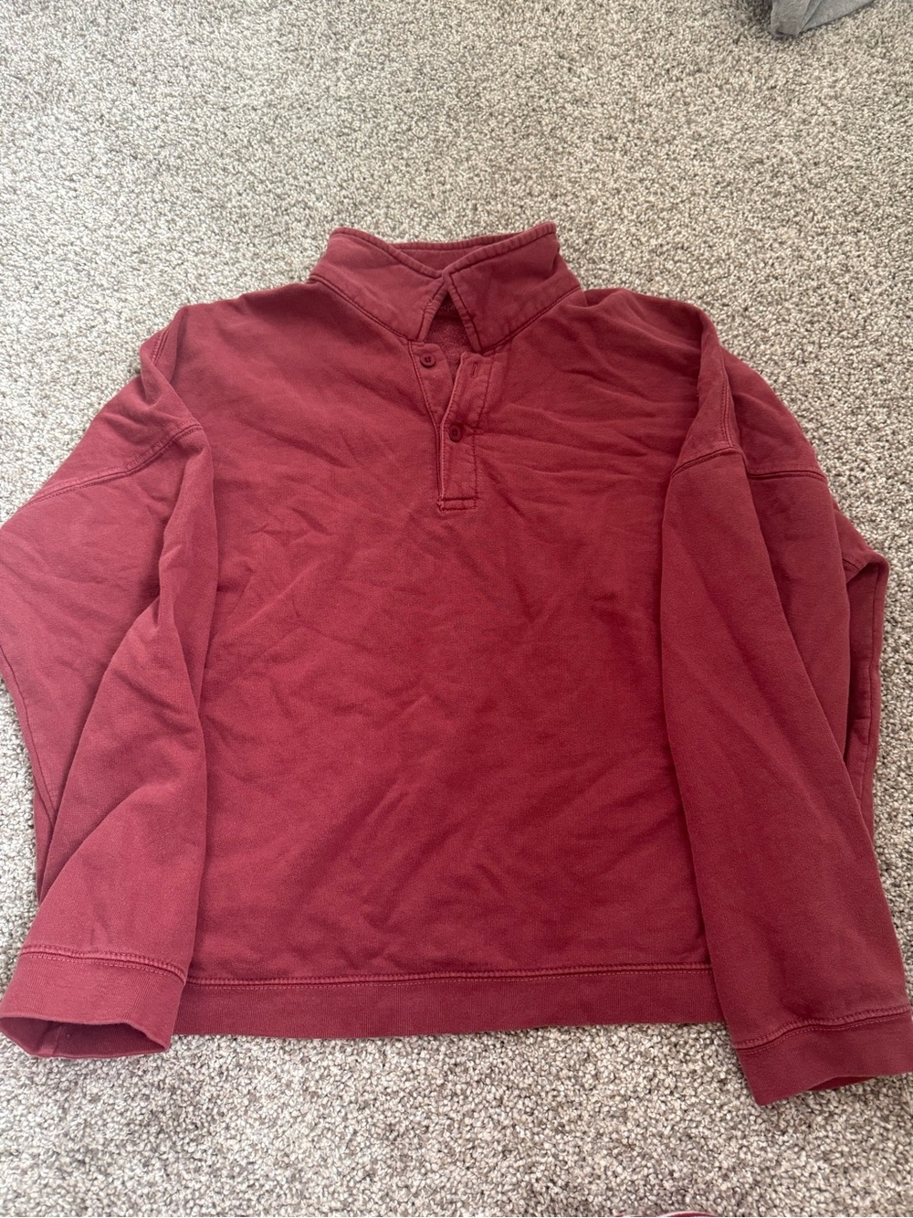 Brandy Melville Maroon Quarter-Button Pullover Sweatshirt